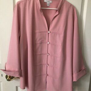 WOMENS MAUVE BLOUSE- DRESS BARN 18/20W-STAND UP COLLAR -
